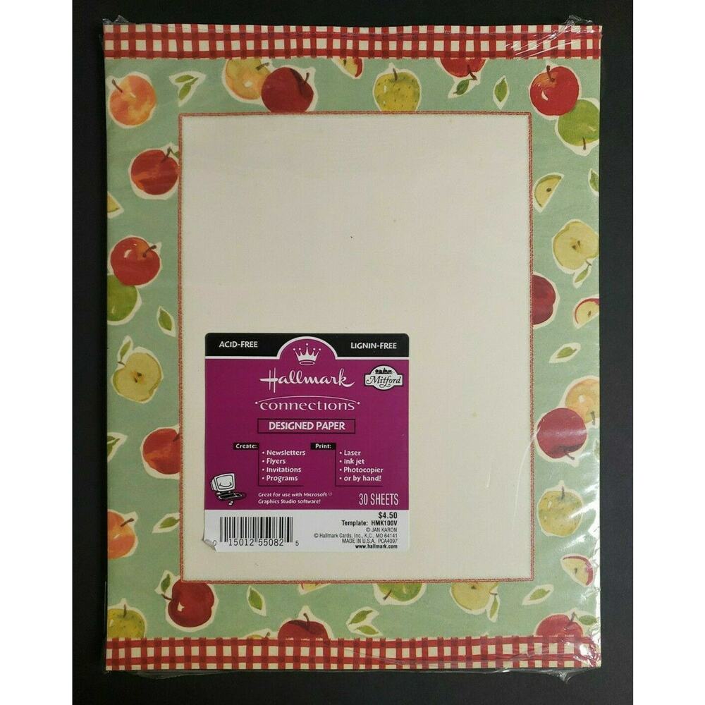 Vintage Hallmark Jan Karon Mitford Apples Designed Paper 30 Sheets New U113